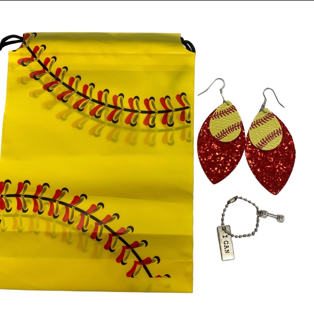 NWT softball earrings with free bag and charm